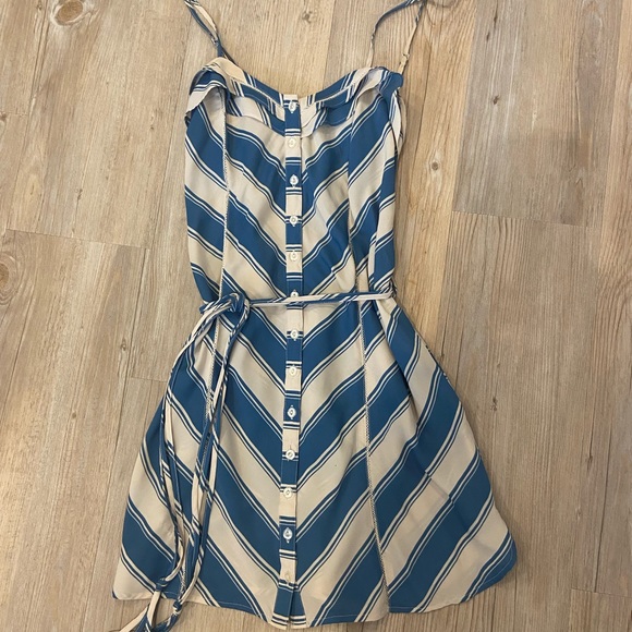 Kimchi Blue Spaghetti Strap Blue and White Striped Dress - Picture 4 of 4